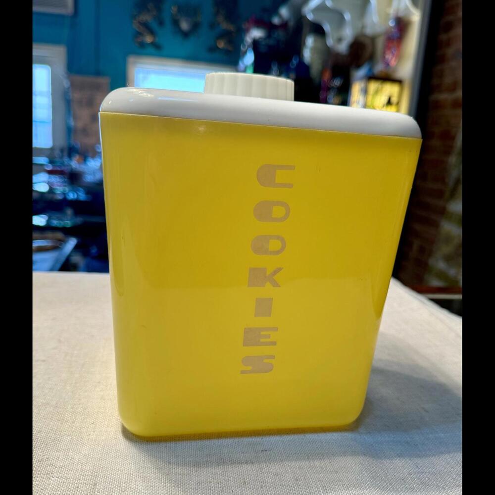 Vintage Yellow Lustro Ware Cookie Canister